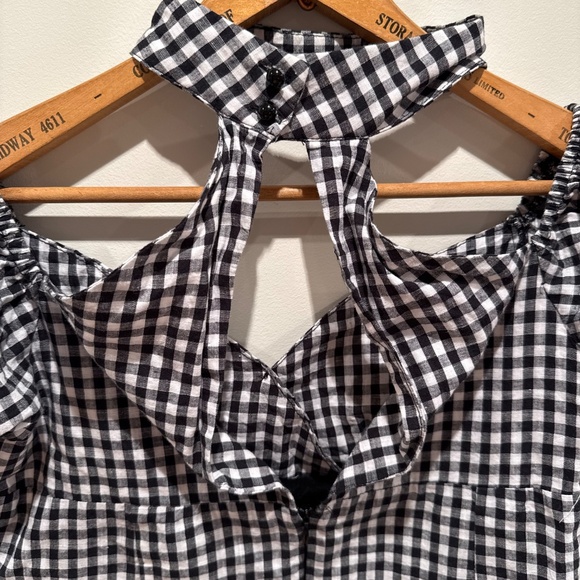 Lioness gingham puff sleeve mini choker dress, size M - Picture 5 of 10